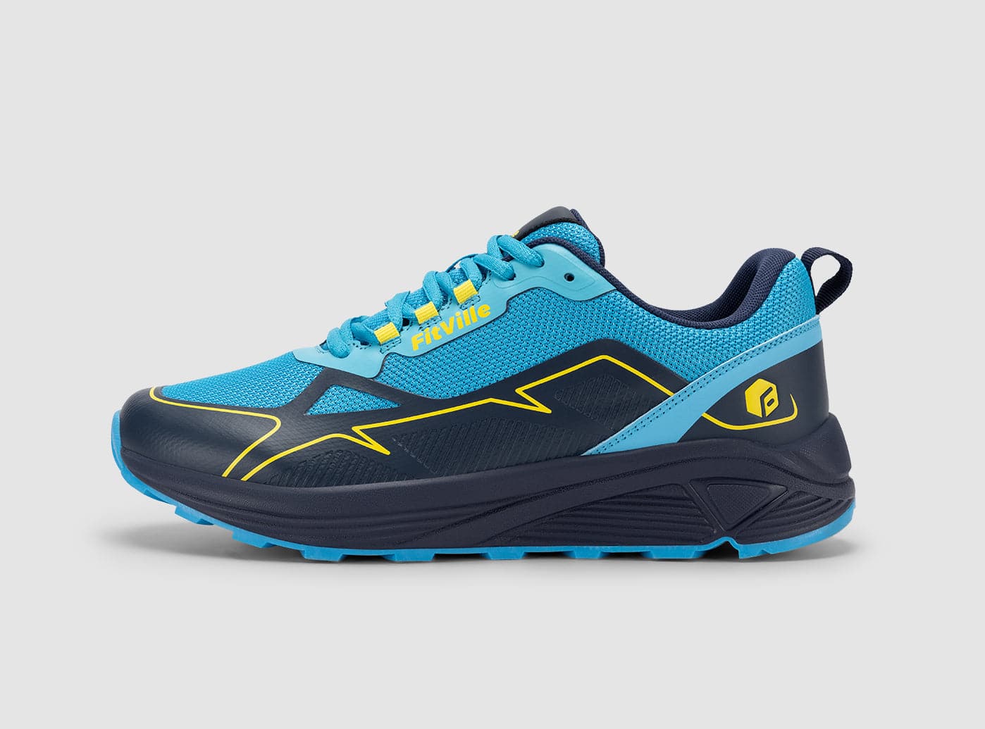 FitVille Extra Brede Hardloopschoenen Heren Joggingschoenen Gedempte Sportschoenen Lichtgewicht Ademende Sneakers Tennis Fitness Jogging Wandelschoenen V1 Blauw 43 EU X-Breed