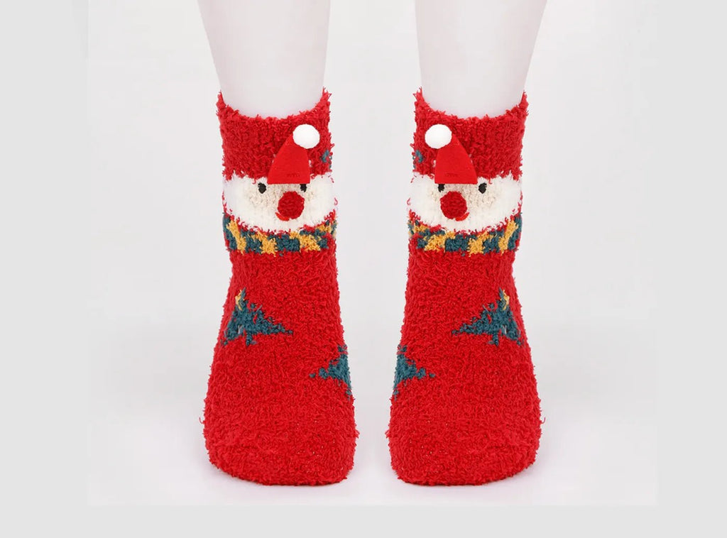 FitVille Women's Fuzzy Christmas Socks V2 - 3 - Pack - 2