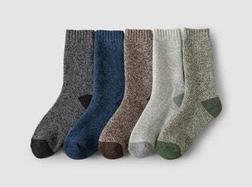 FitVille Men's Winter Wool Socks 5 - Pair Bundle - 1