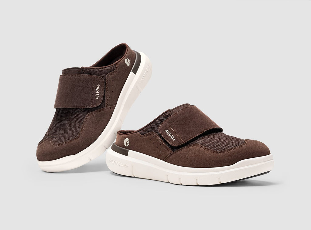 FitVille Men's EasyTop Diabetic Slipper V3 - 32