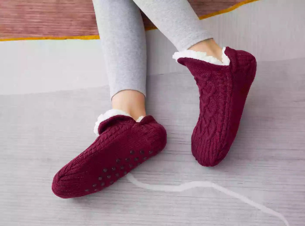 FitVille Fluffy Cozy Non - slip Slipper Socks (Unisex) - 10