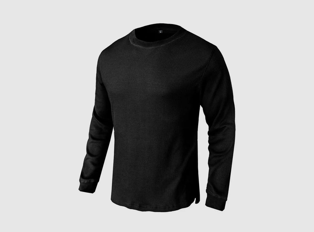 FitVille Men's Waffle - Knit Long - Sleeve Outdoor Crewneck - 1