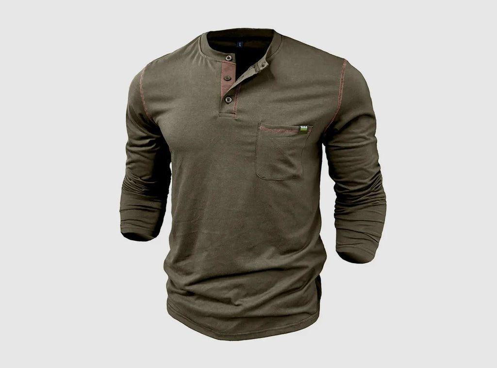 FitVille Men's Long - Sleeve Henley Shirt - 8