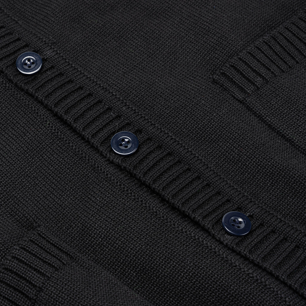 FitVille Black Cotton V - Neck Cardigan - Classic Layer, Breathable Soft, Everyday Sharp - 5