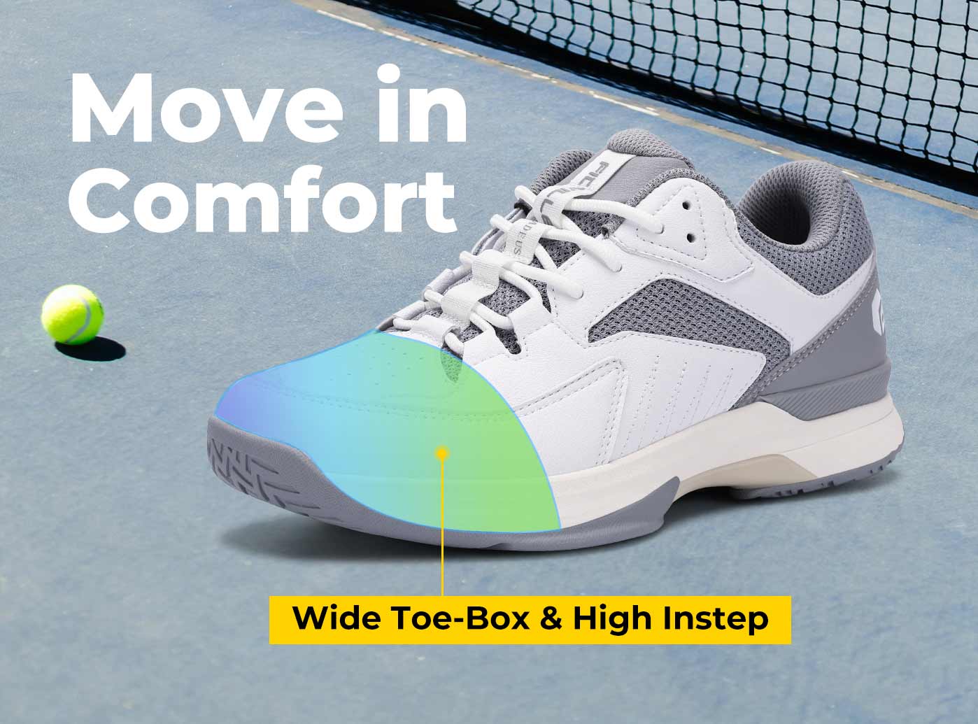 Tennis court shoes fashion with wide toe box