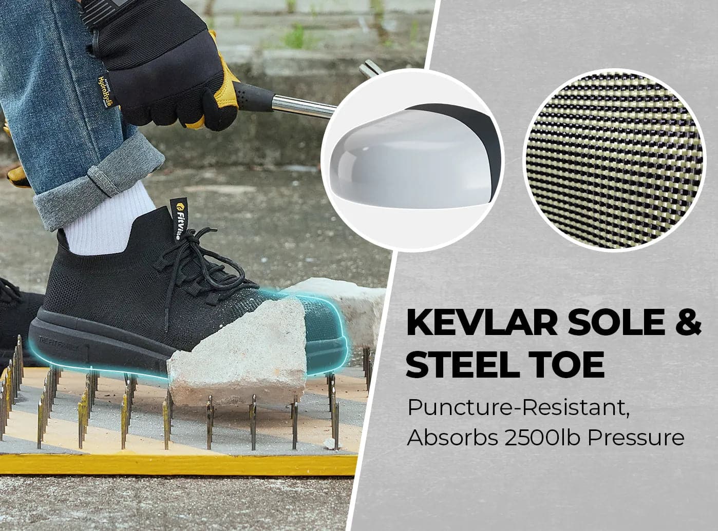 Work Shoes Men FitVille Mens Wide Fit Work Safety Boots Composite