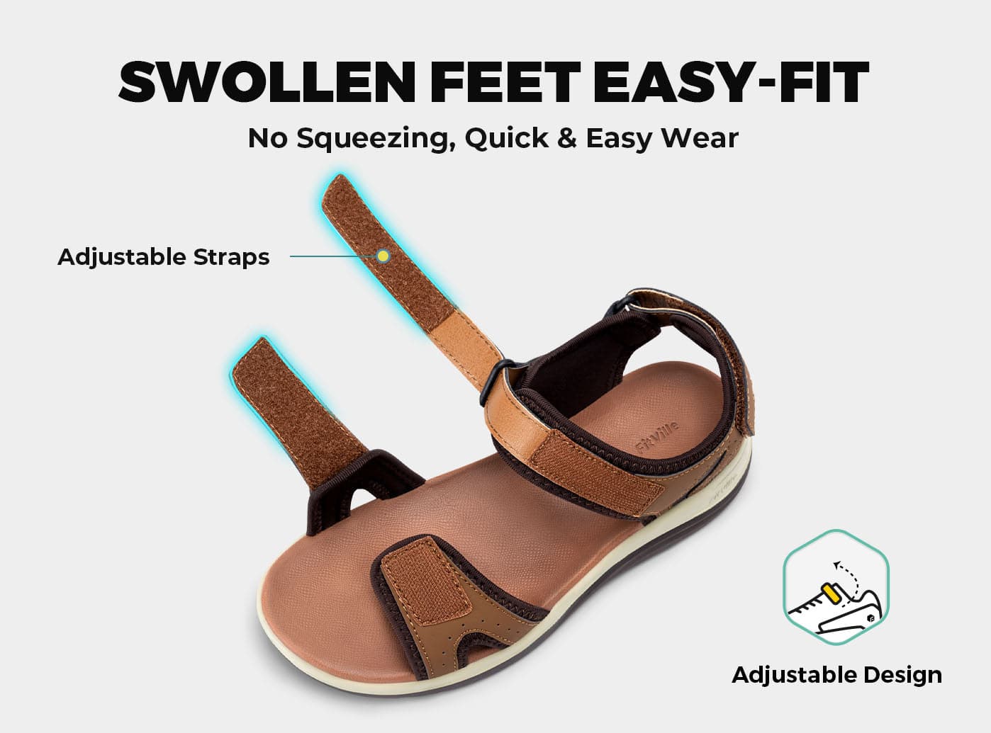 FitVille Women's FlexiWalk Sandals V1 | Arch Support