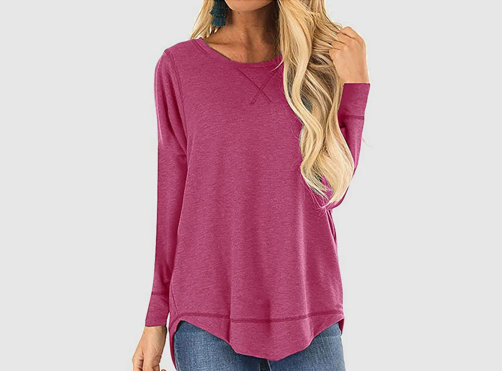 FitVille Women's Long - Sleeve Round Neck T-Shirt - 2