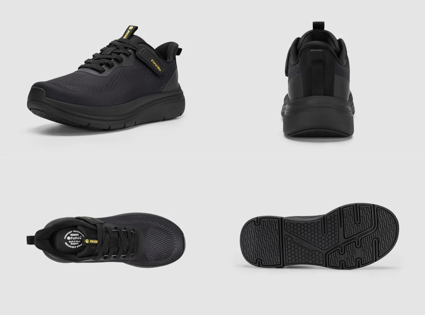 FitVille Men's Cloud Wanderer V22 | EasyTieless Walking Shoes