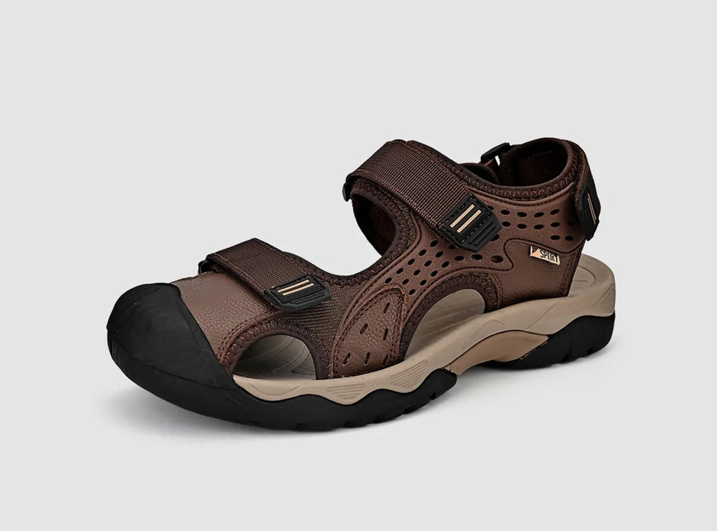 FitVille Men's Closed - Toe Outdoor Leather Sandals - 1