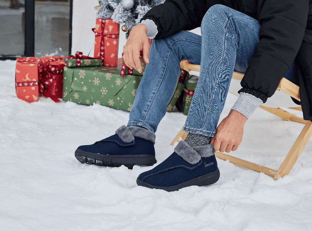 FitVille Men's EasyTop Diabetic Winter Boots V3 - 12