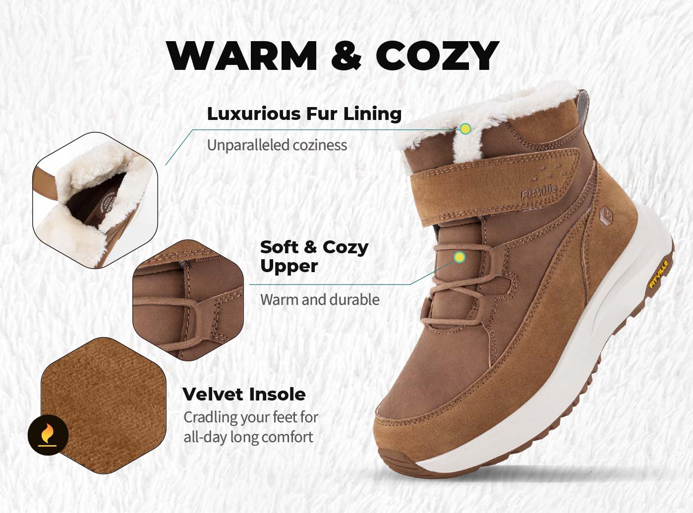 FitVille Women's CozyCore Winter Boots V12| 2E/4E