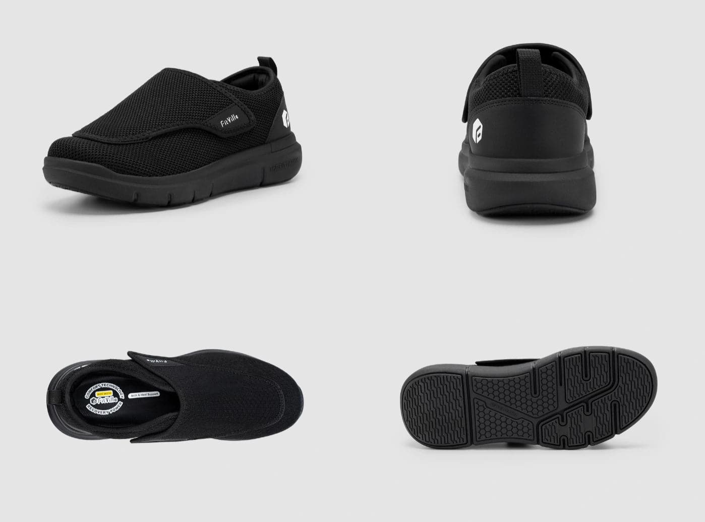 Fitville EasyTop Wings V2 Diabetic Comfort Shoes Marca‎ Sneakers Mens 9 W Black FitVille Women main image 3