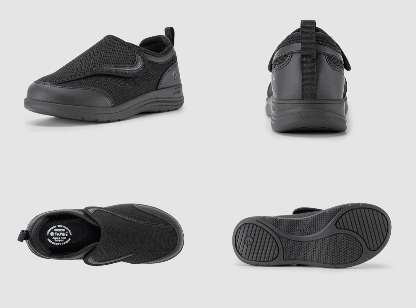 FitVille Easy Top Wings Walking Shoes Arch Support Diabetic Extra Wide Black 9.5 Amazon.com | FitVille Diabetic Shoes for Men Extra Wide Slip  main image 2