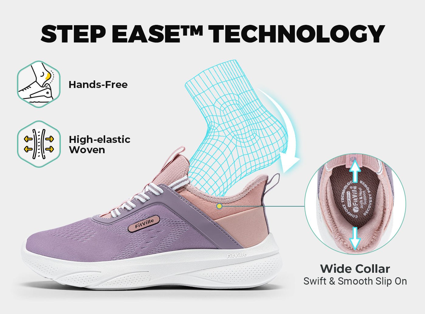 FitVille Women's ZephyrLite Walking Shoes V1 | Slip-On