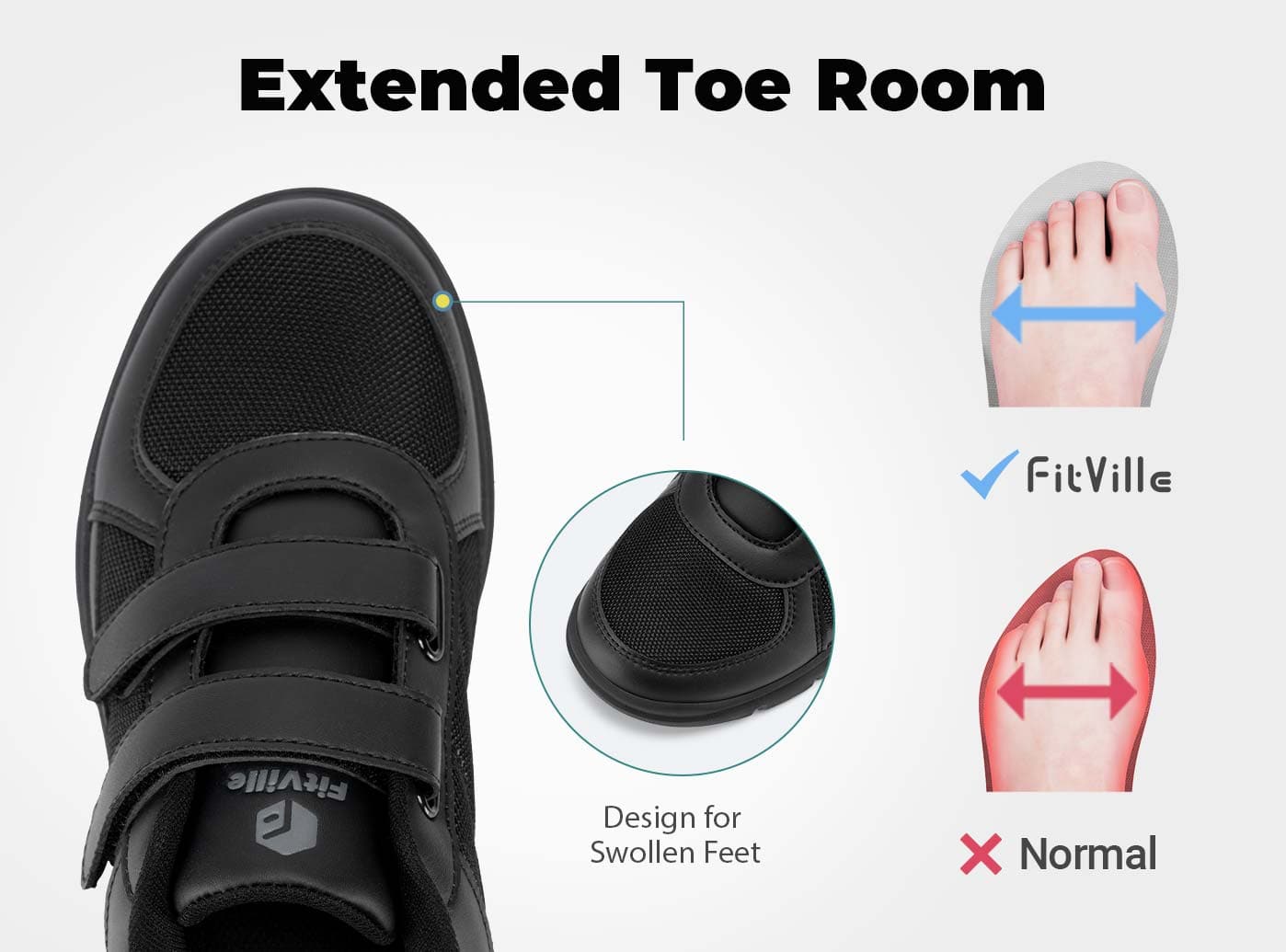 FitVille Diabetische Damesschoenen Extra Breed Leren Slippers Orthopedische Schoenen met Klittenband Gezondheidsschoenen Comfortabele Wandelschoenen voor Gezwollen Voeten, Zwart 38.5 EU X-Breed FitVille Diabetische Damesschoenen Extra Breed Leren Slippers Orthopedische Schoenen met Klittenband Gezondheidsschoenen Comfortabele Wandelschoenen voor Gezwollen Voeten, Zwart 38.5 EU X-Breed