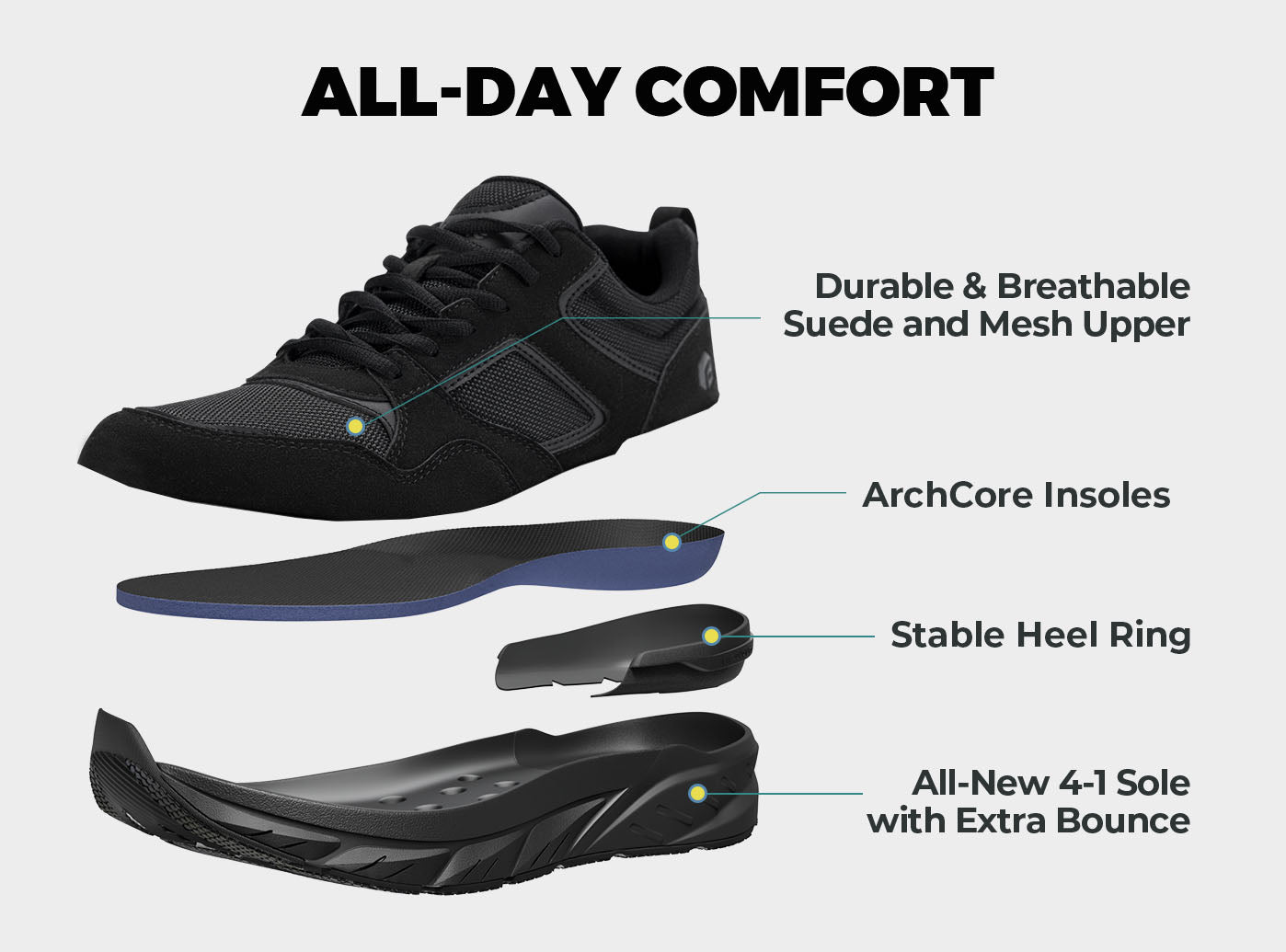 靴 Angle FitVille Men's Rebound NEO Walking Shoes V2 | Orthopedic