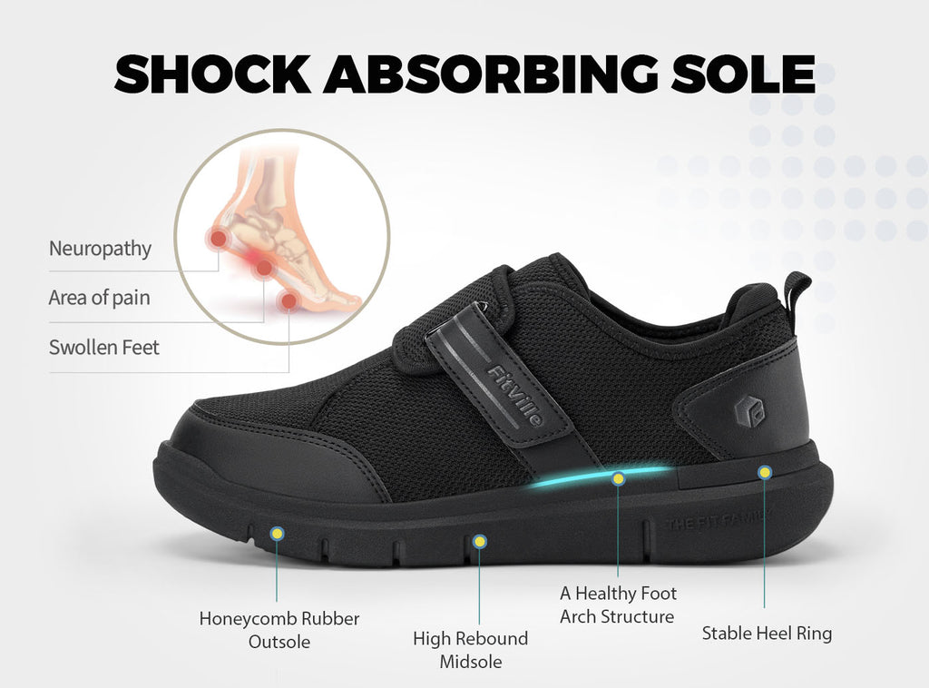 FitVille Men's EasyTop StrapEase Diabetic Shoes V10 - 5