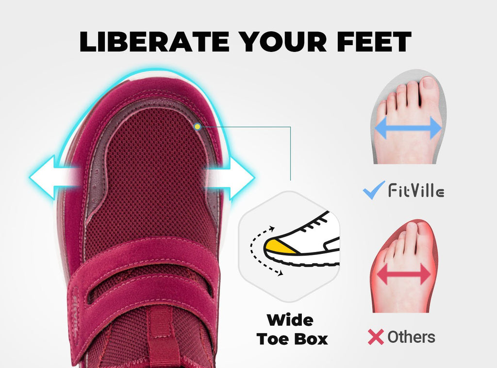 FitVille Women's Wide Walking Shoes – Lightweight Cushioned Sneakers Breathable Mesh – Cloud Wanderer V8